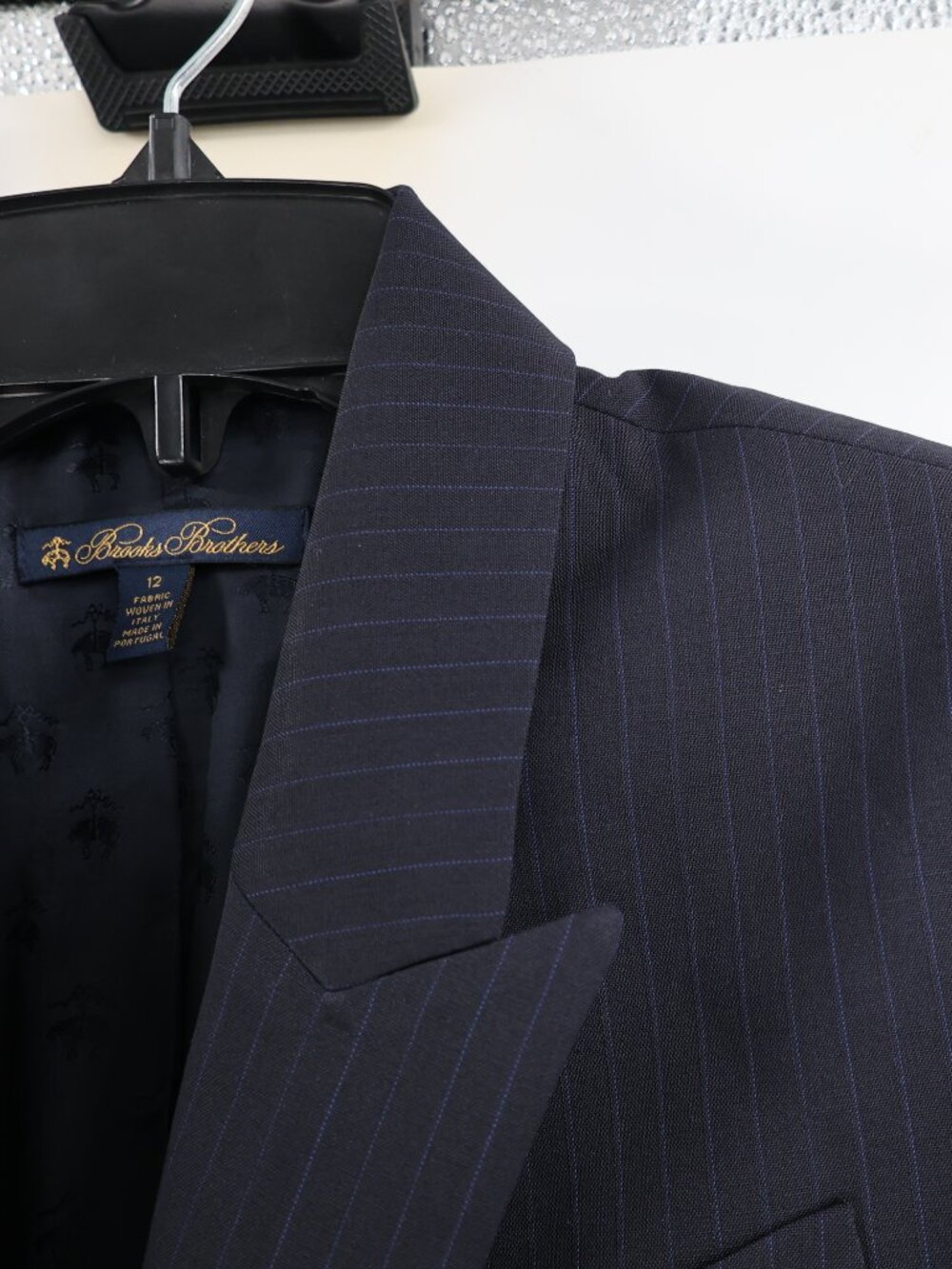 Brooks Brothers Blazer Women 12 peak lapel Wool Blend business work Blue Striped - Picture 2 of 15